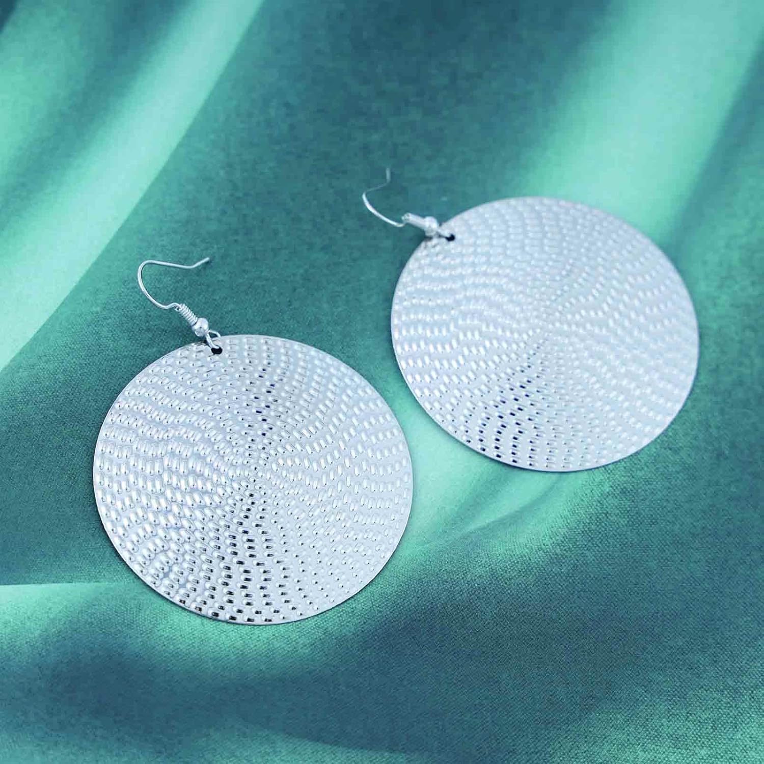 Boho Texture Disc Drop Earrings Gold Large Disc Earrings Vintage Disc Coin Earrings Hammered Round Dangle Earrings Jewelry for Women - Image 4