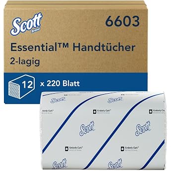 Scott Essential 2 Ply White Narrowfold Hand Towels FSC Certified Paper 12 x 220 Paper Towels 2640 Total Item No. 6603
