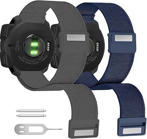 Miniatura 1 de Abanen Paquete de 2 correas elásticas de reloj con cierre magnético para Garmin Instinct 2 Solar, correa elástica de nailon suave y ligera para