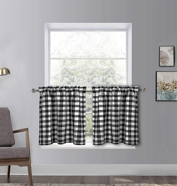 Kurzvorhang Landhausstil Blau 60x90 Cm - Blickdicht Für Küche, Bistro, Bad