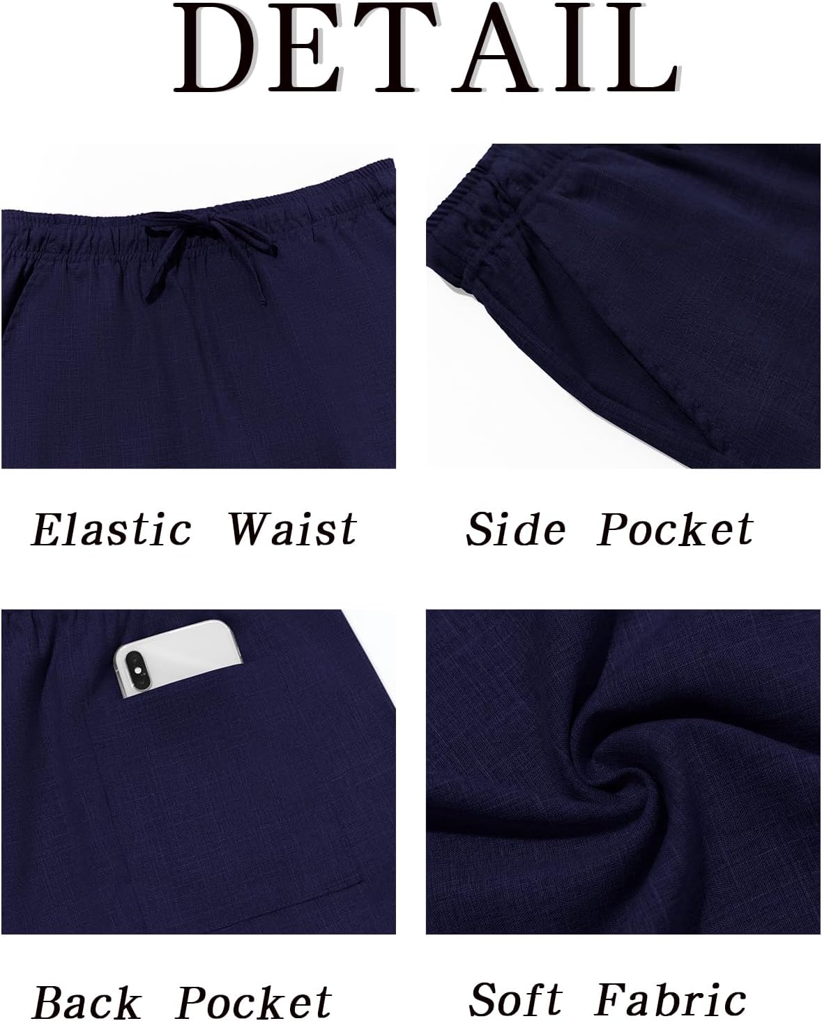 Makkrom Mens Casual Pants Drawstring Elastic Waist Lightweight Linen Pants Loose Fit Summer Beach Yoga Trousers - Image 5