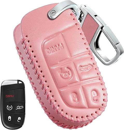 Miniatura 9 de Slohif Accesorios para llavero Jeep Grand Cherokee Renegade Chrysler 200 300 Dodge RAM Durango Charger Challenger Journey Dart Fiat 5 botones funda