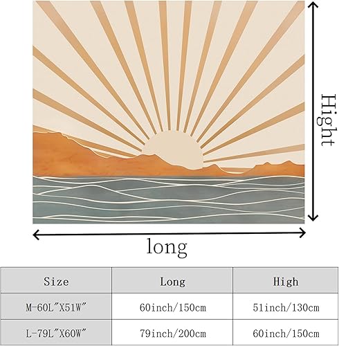 Miniatura 6 de Tapiz bohemio para colgar en la pared para dormitorio, estético, bohemio, amanecer, mar, tapices vintage para sala de estar, tapiz retro hippie arco