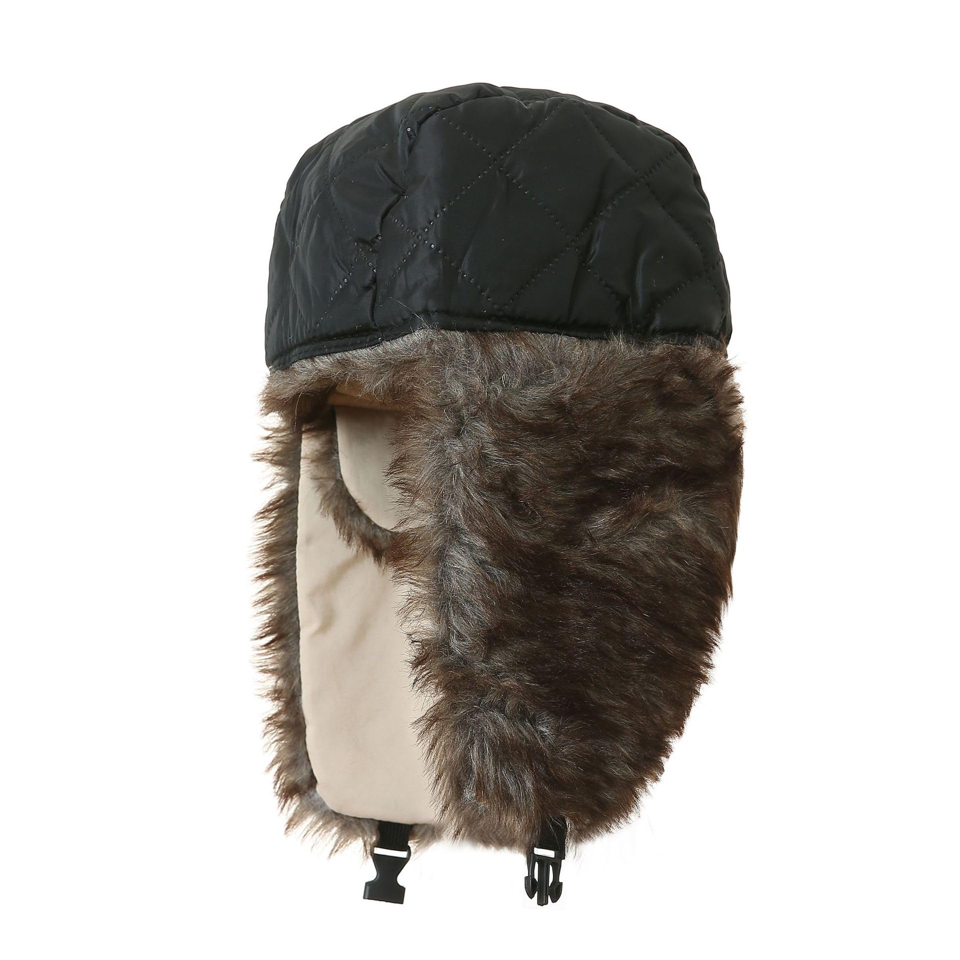 czapka zimowa, Zimowa wiatroszczelna czapka traperka ciepła z paskiem pod brodą i nausznikami ze sztucznego futra narciarska damska męska(White)
