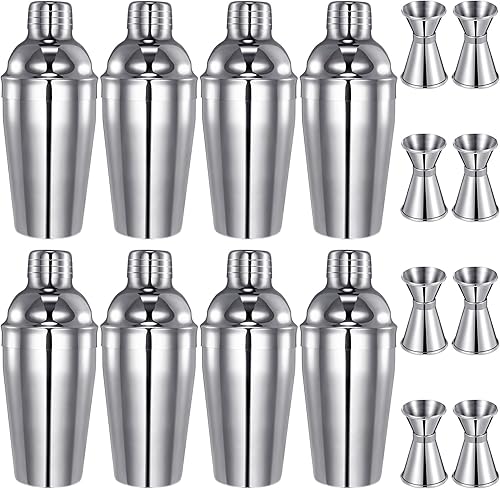 Miniatura 8 de 4 Packs Cocktail Shaker Set Martini Shaker Bulk Stainless Steel Martini Mixer with Strainer Drink Shaker with Double Measuring Jigger for Bar Party