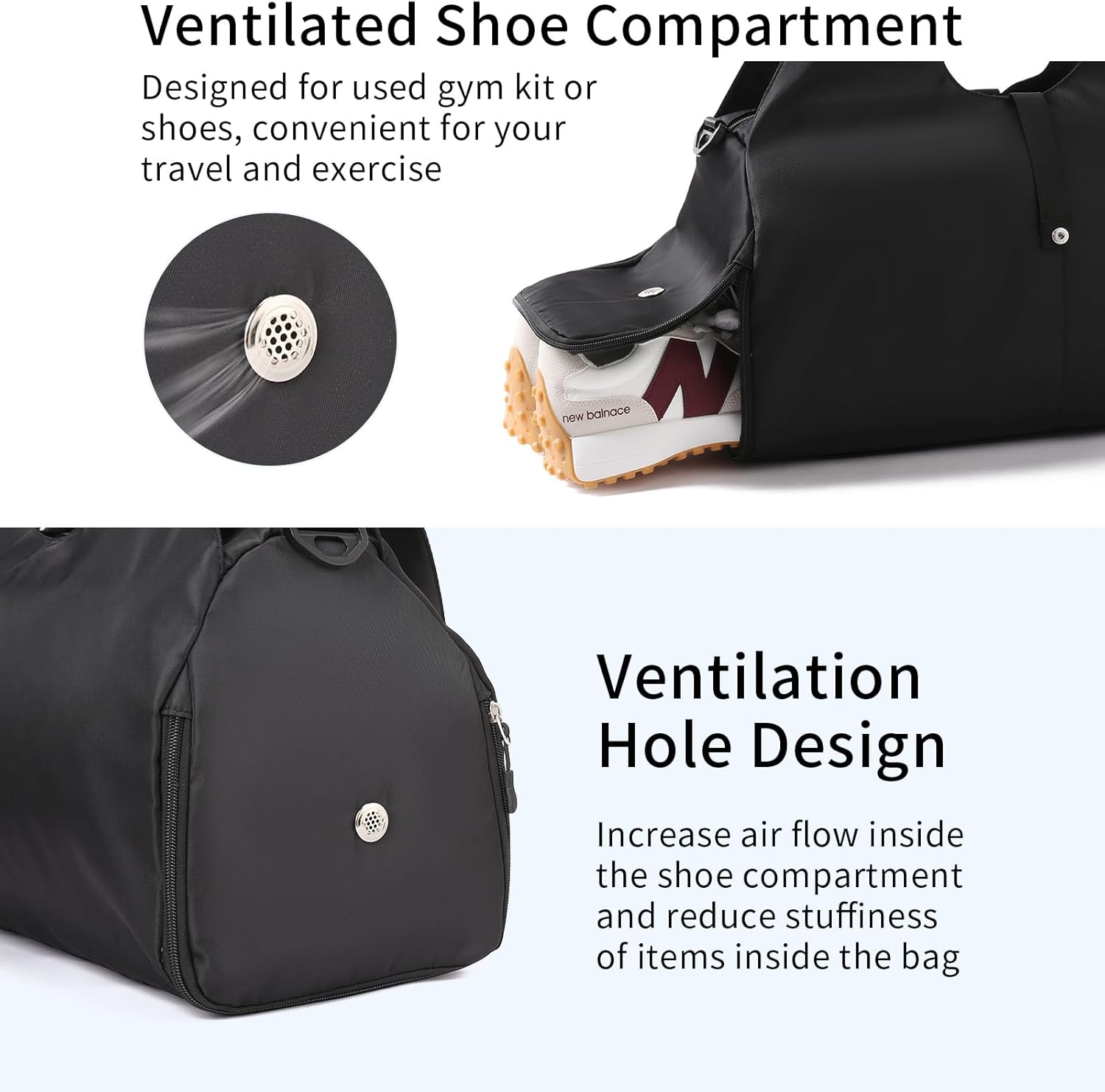 Yoga Gym Bags for Women Multi-pockets with Shoes Compartment & Yoga Pad Buckle Crossbody Bag Sports Travel