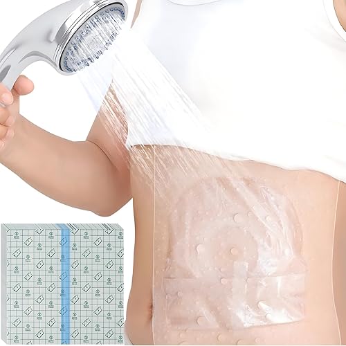 Funda de ducha de ostomía de 8 x 8 pulgadas (paquete de 50), protector de ducha para estomía, protector de ducha de estomía, protector de ducha de