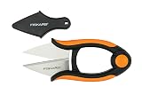 Fiskars Tijeras para hierbas, Longitud: 12,9 cm, Hojas de acero inoxidable/mangos de plástico, Negro/Naranja, Solid, SP-220, 1063326