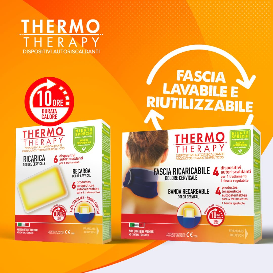 Thermo Therapy Ricarica Fascia Ricaricabile per Dolori Cervicali, Non Contiene Farmaci, Durata del Calore fino a 10 Ore, Confezione con 6 Dispositivi Terapeutici Autoriscaldanti