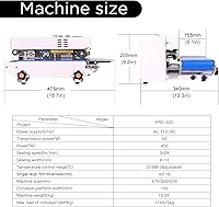 Vista 5 de Máquina selladora térmica comercial, máquina automática de sellado continuo de bandas de bolsas con control digital de temperatura, velocidad