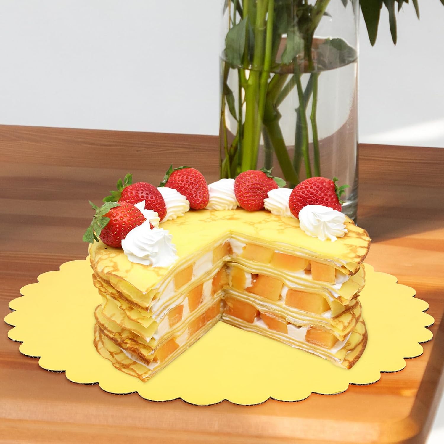 Healeved 30pcs round Cake Boards Set Disposable Cardboard Cake Base Trays in 8 10 and 12 Inch Sizes Gold Color and Accessories
