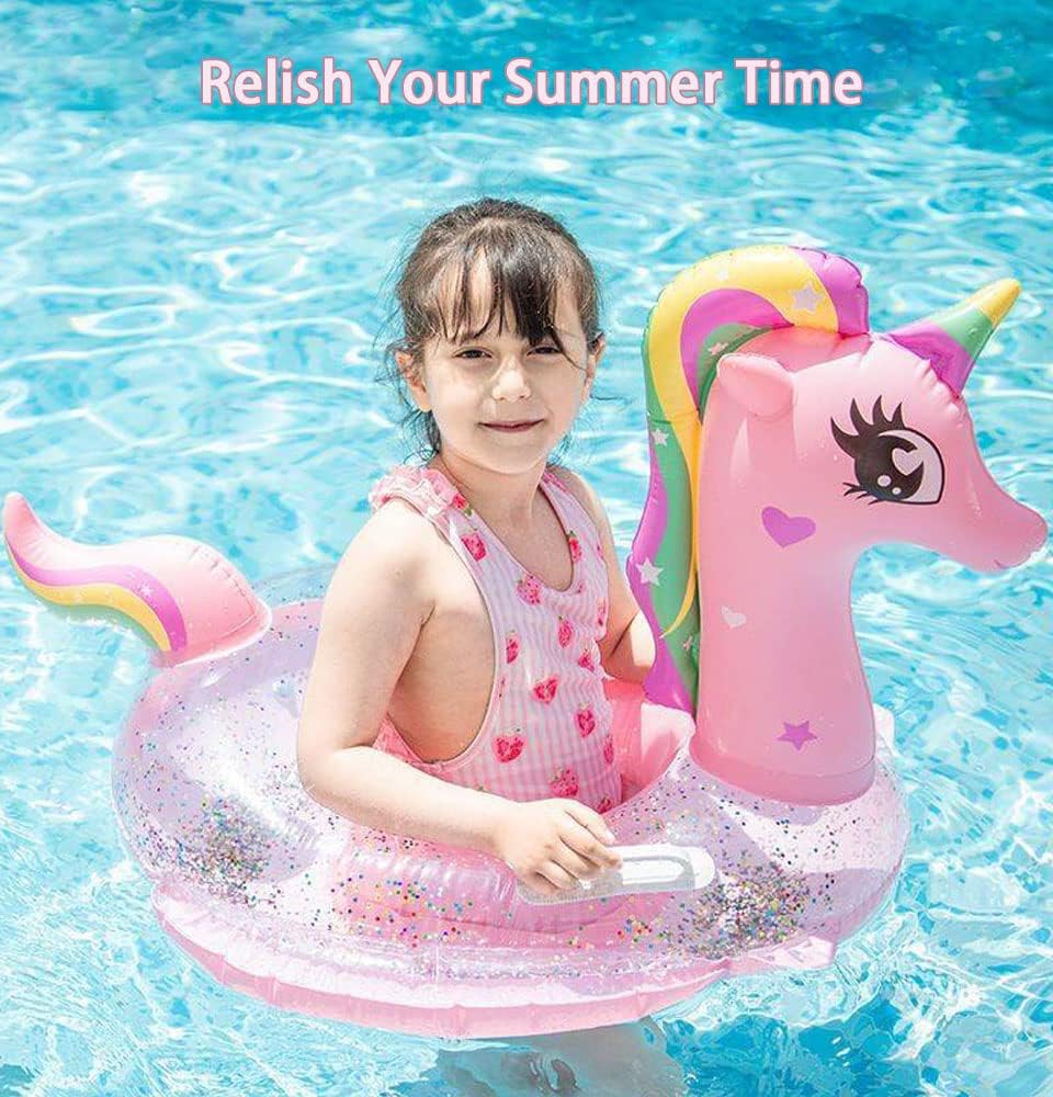 New Baby Swimming Pool Floats for Toddler Kids 8-48 Months Under 44lb, Inflatable Swim Ring Water Raft with Seat for Summer Beach Outdoor Children Infant Bath Toys