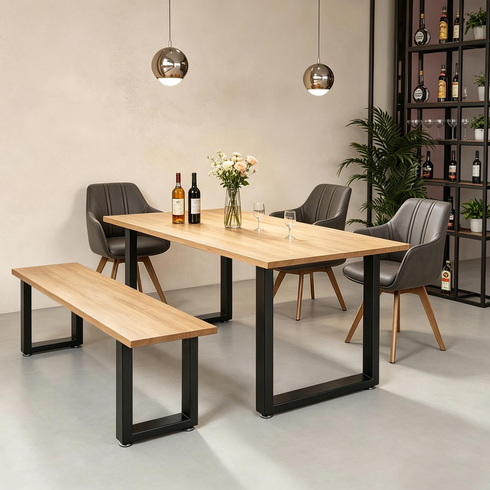 Jahof Gambe da tavolo in metallo nero, 30 x 40 cm, 2 pezzi, rettangolari, regolabili, resistenti, per tavolo da caffè, panca
