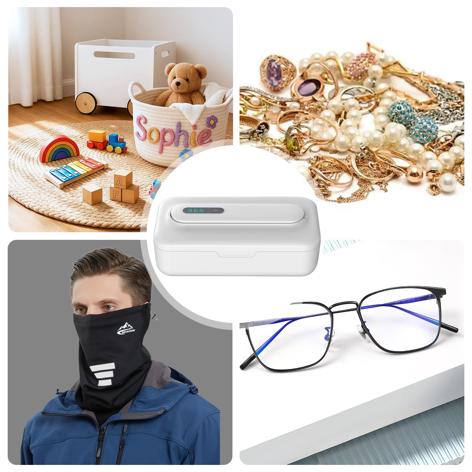 Boîte de désinfection UV : stérilisateur d'outils pour ongles avec affichage numérique, amovible pour l'utilisation Centre de désinfection UV pour téléphone portable, masques, lunettes, clés