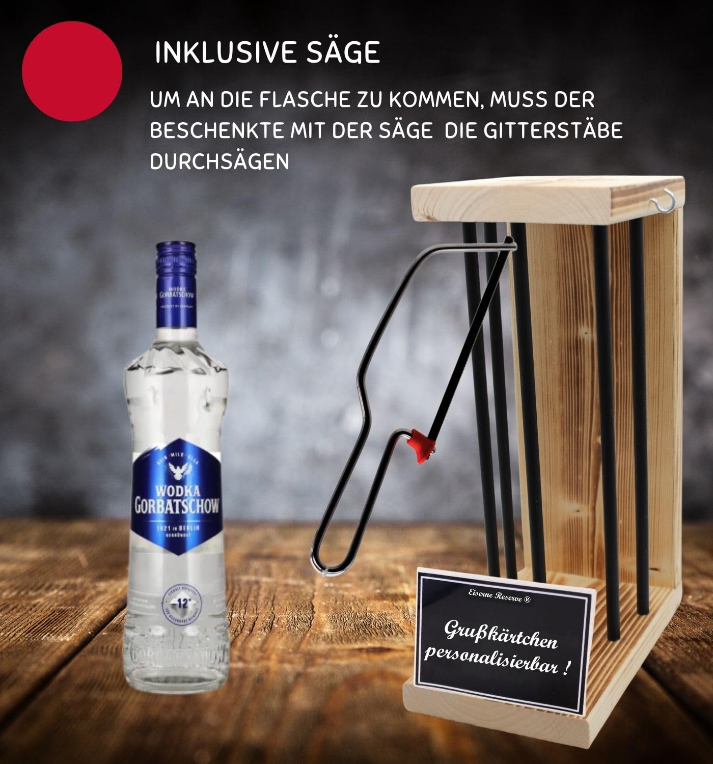 Personalisierte Geschenke für Männer Frauen Geschenkidee mit Namen - Eiserne Reserve Black Edition Wodka (1 x 0.70 l) incl. Notsäge - Papa Mama Geburtstag Hochzeit