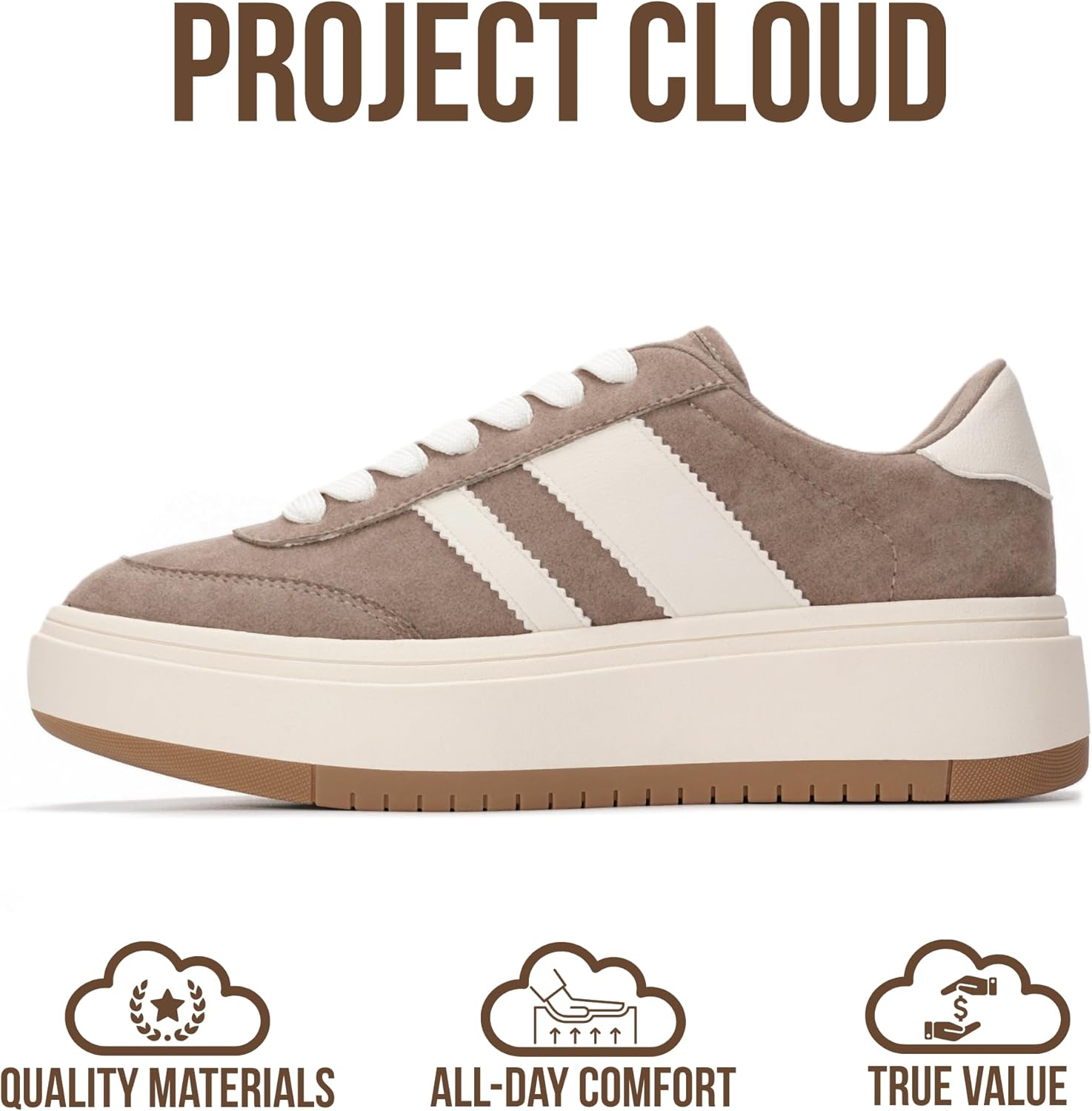 Project Cloud Platform Sneakers for Women - Lightweight Memory Foam Insole Womens Sneakers - Non-Slip Fashion Sneakers for Women Footwear - Women's Fashion Platform Shoes (Nita)