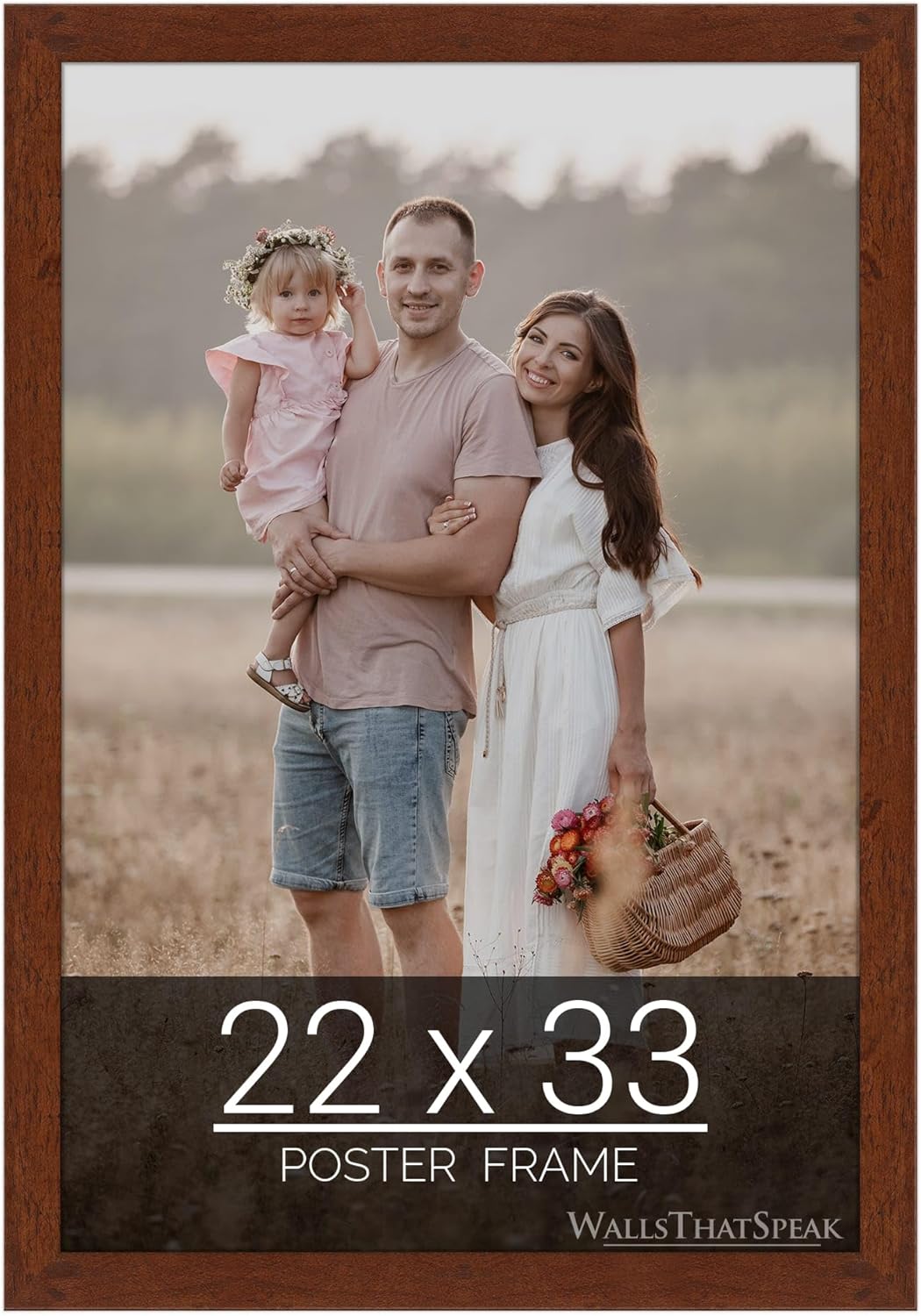 wallsthatspeak 22x33 Dark Walnut Rustic Pine Picture Frame for Puzzles Posters Photos or Artwork