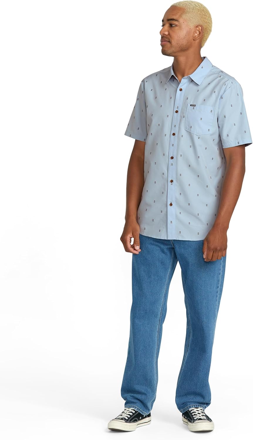Volcom Men's Bankstone Shortsleeve Printed Woven Shirt - Lightweight Button-up, Soft Cotton Blend, Casual Fit for Summer - Image 6