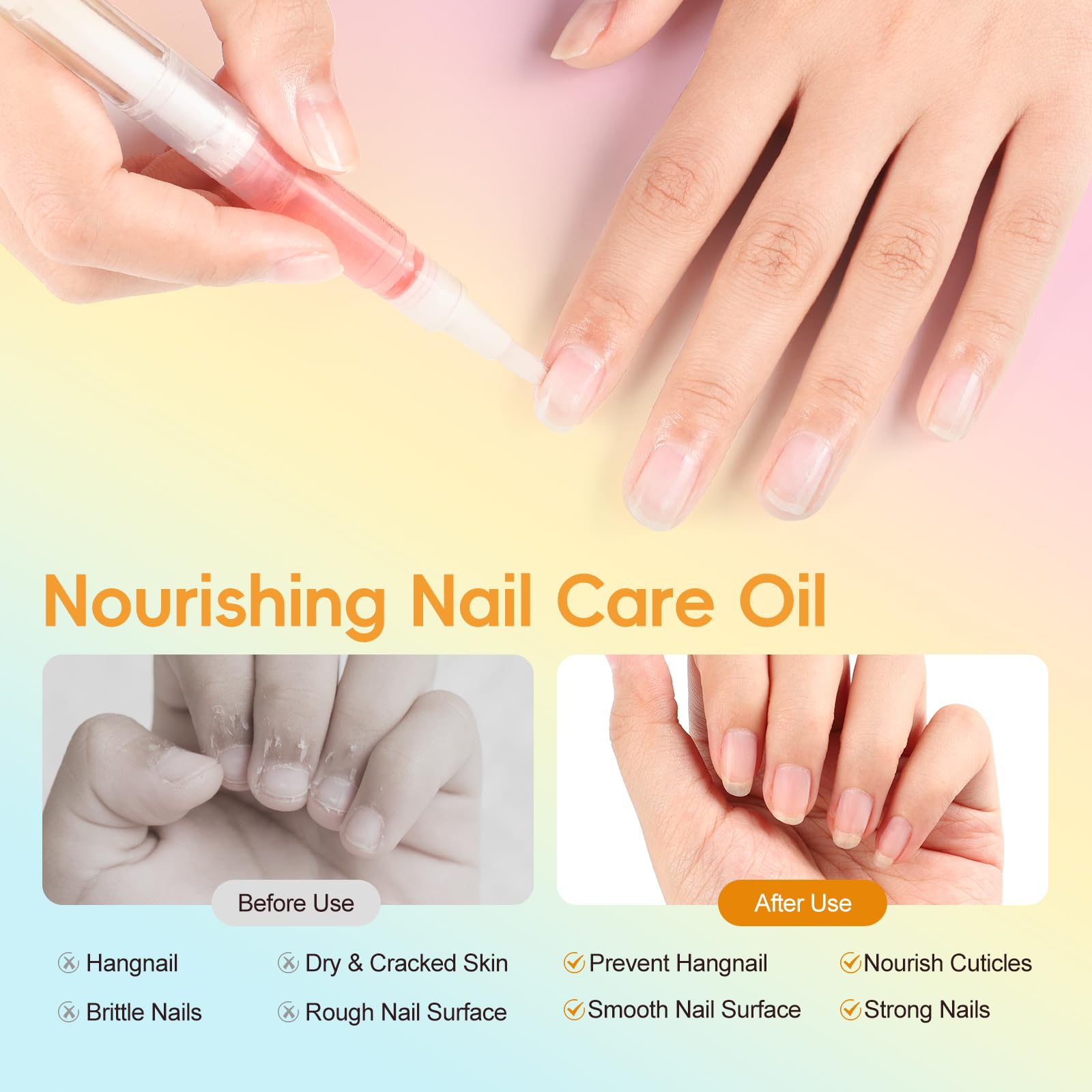 Coscelia Huile Cuticules Ongles Kit - 8 Pièces Cuticle Oil Stylo - Stylos à Huile pour Cuticules Mix Taste pour Réparer les Fissures et l'huile de Cuticule Sèche