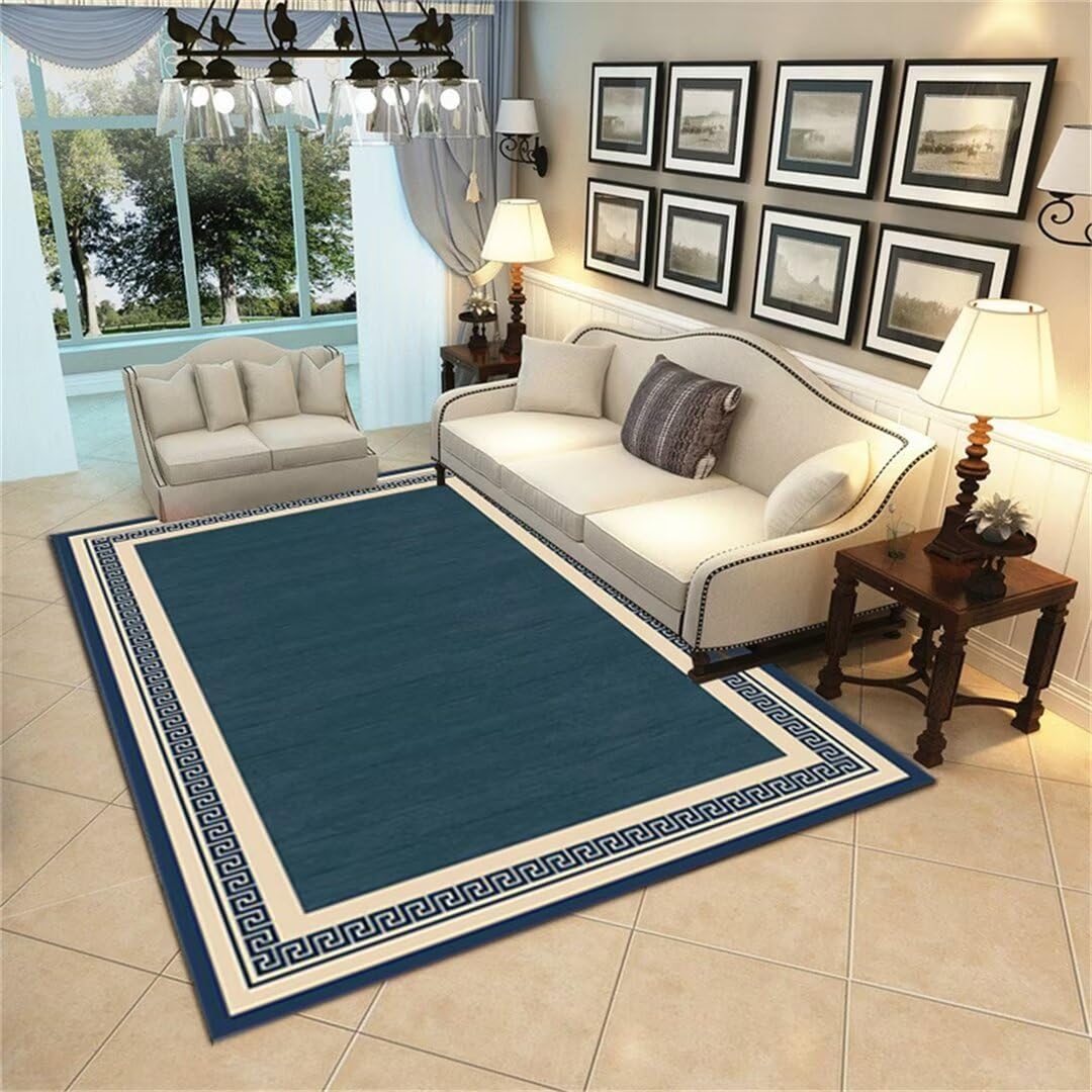 Tapis facile d'entretien bleu grand salon moderne moquette 180X250cm