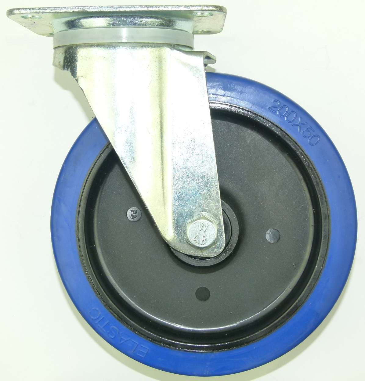 1 Satz 200mm Blue Wheels Lenkrollen + Bockrollen, Transportrollen Elastik Blau 350kg / Rad - INDUSTRIEQALITÄT (2x Lenk + 2x Bock)