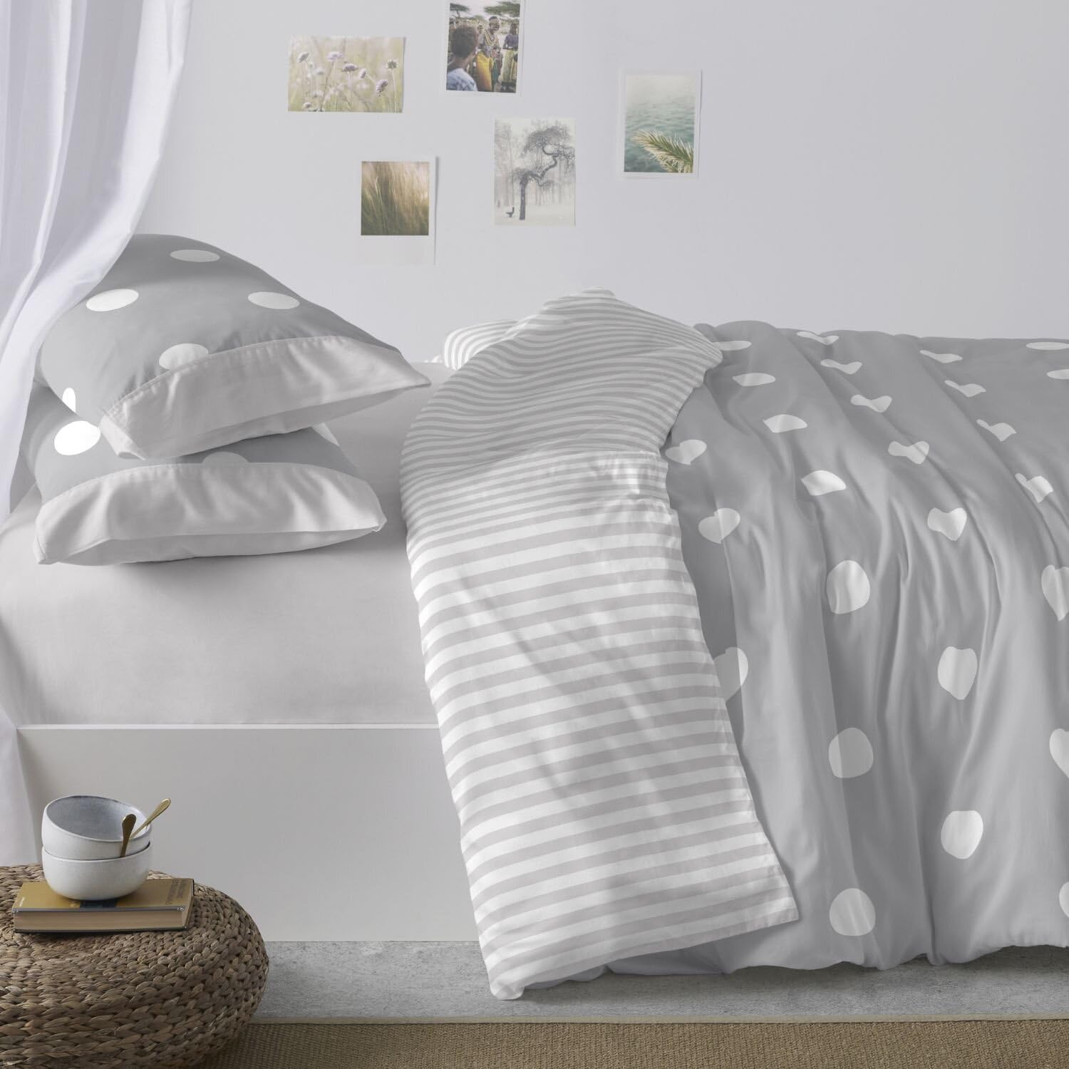 Burrito Blanco | Fundas nórdicas Algodón | Cama de 135cm. (+Medidas Disponibles) | Diseño 627 | Color Gris (135x190/200cm.)