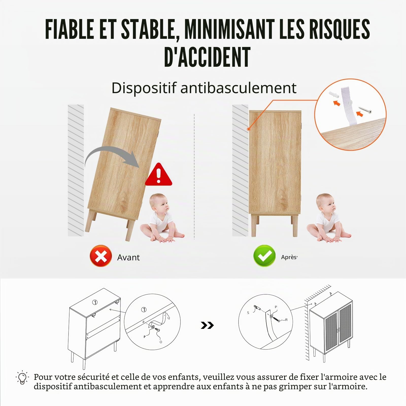 VEVOR Armoire en rotin, Lot de 2, Armoire de Rangement en rotin avec 4 Portes magnétiques et étagères réglables, Commode en rotin Polyvalente, Buffet pour Couloir, entrée, Naturel, 160 x 37,5 x 88 cm