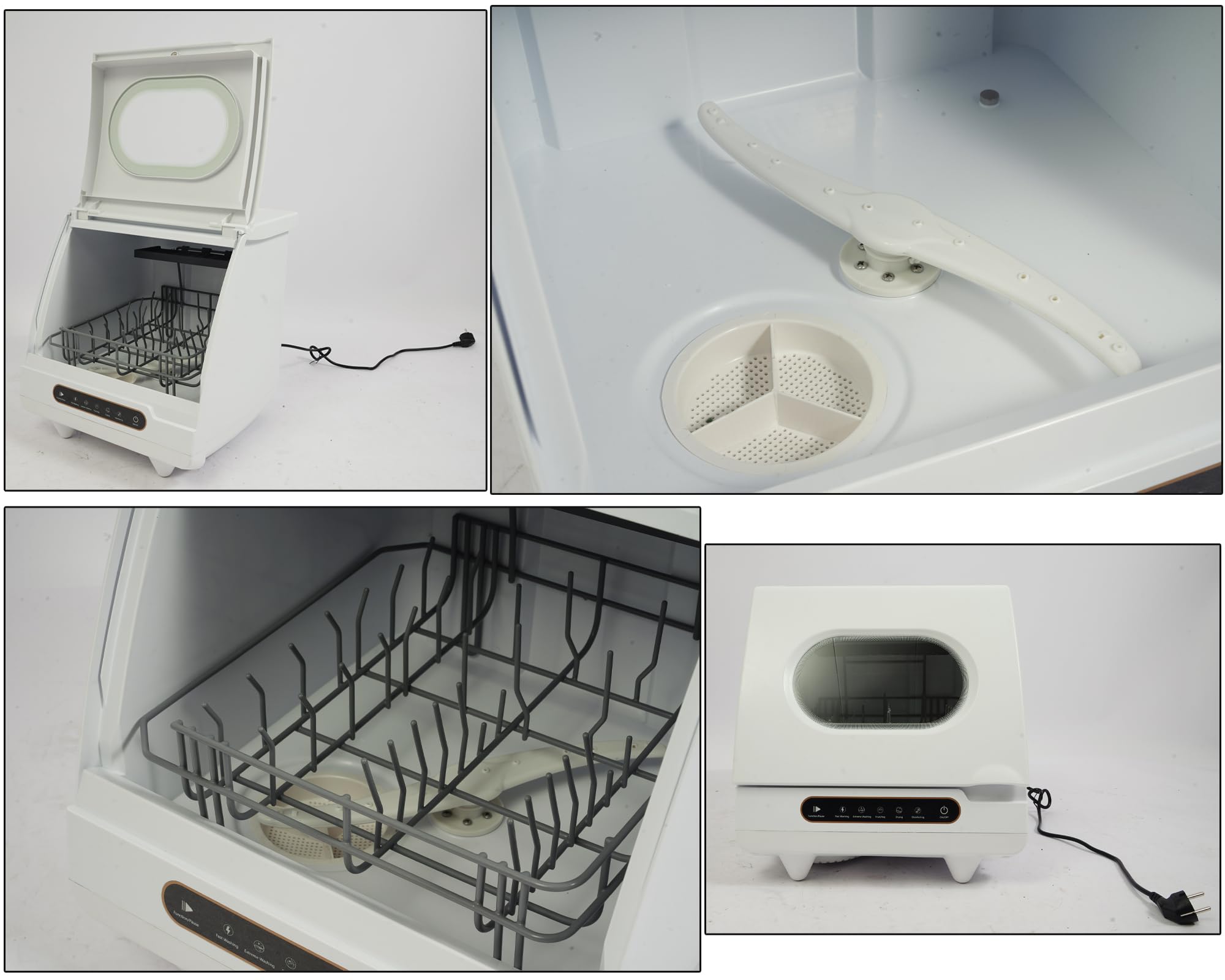 Lavavajillas de mesa, mini lavavajillas con depósito de agua de 5 litros, 2 programas, chorro de agua giratorio de 360°, lavavajillas compacto, ideal para hogares y autocaravanas (depósito de