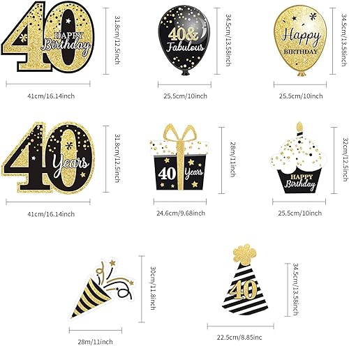 Miniatura 39 de Decoraciones de feliz cumpleaños 80 para hombres al aire libre 80 cumpleaños carteles de patio con estacas negro y dorado 80 cumpleaños decoración