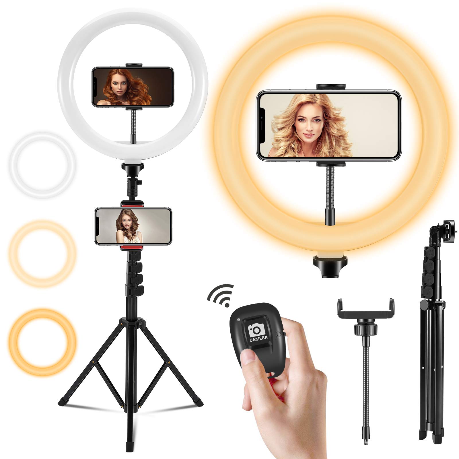 OUTAD 10-inch Selfie Ring Light with Tripod 3 Lighting Mode 10 Brightness