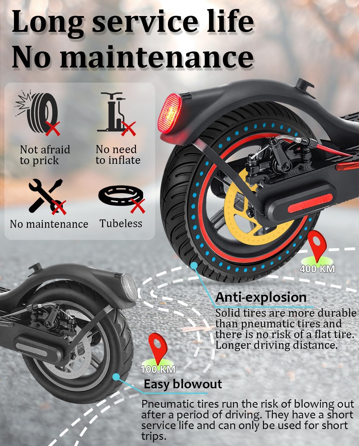 GYL 50/75-6.1 Scooter Tire: 8.5x2 Inch Solid Tires Replacement for Gotrax GXL V2 Apex XL XR Hiboy S2 MAX Xiaomi M365 Pro 2 Electric Scooter, 8 1/2X2 Rubber Front Rear Wheels Blue 2 Pcs
