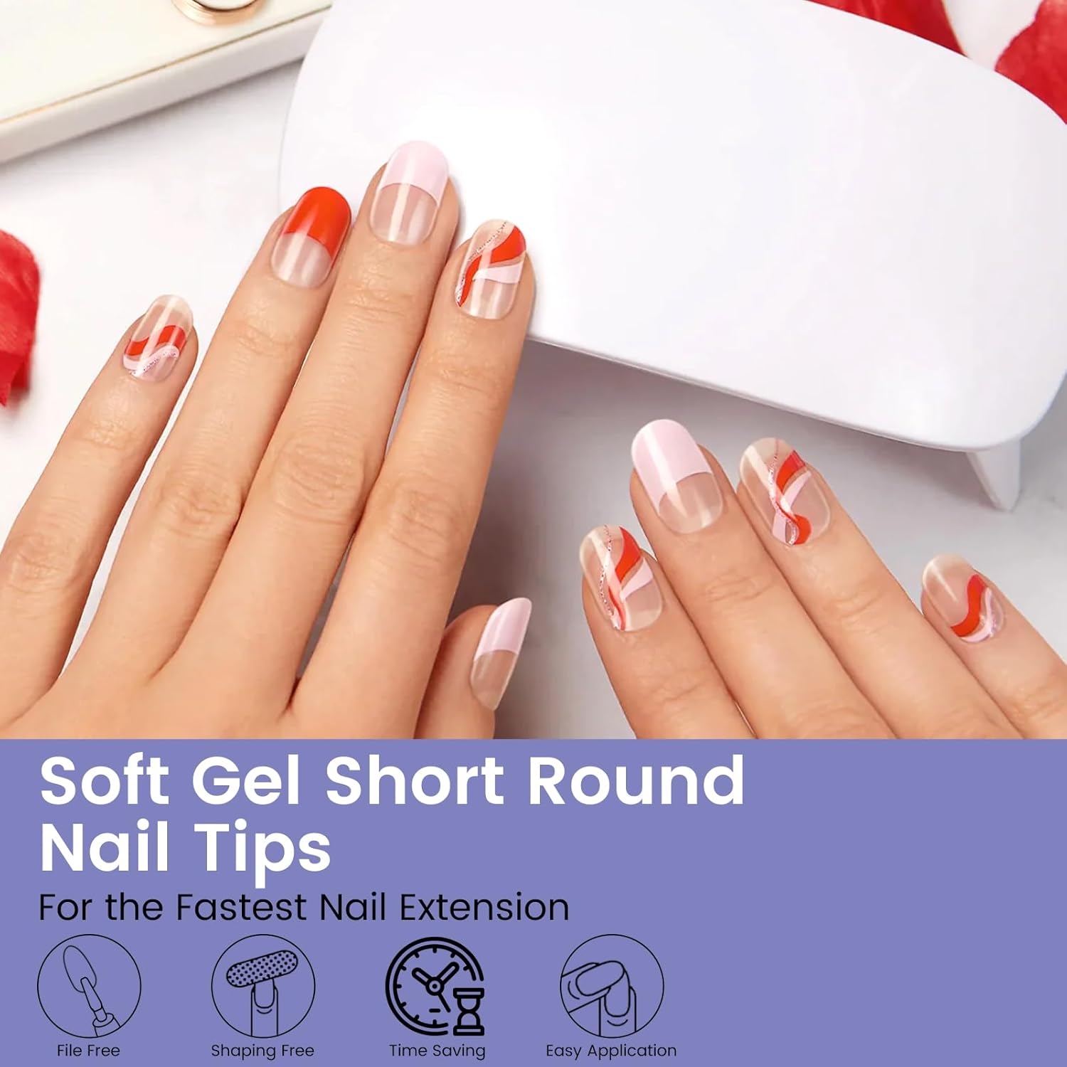 Short Oval Round Nail Tips. 240PCS Soft Gel Pre-shaped Half Matte Short Round Gel Nail Tips. 12 Sizes Full Cover Acrylic Press on Fake Nails for Nail Extension Art DIY Nail Salon