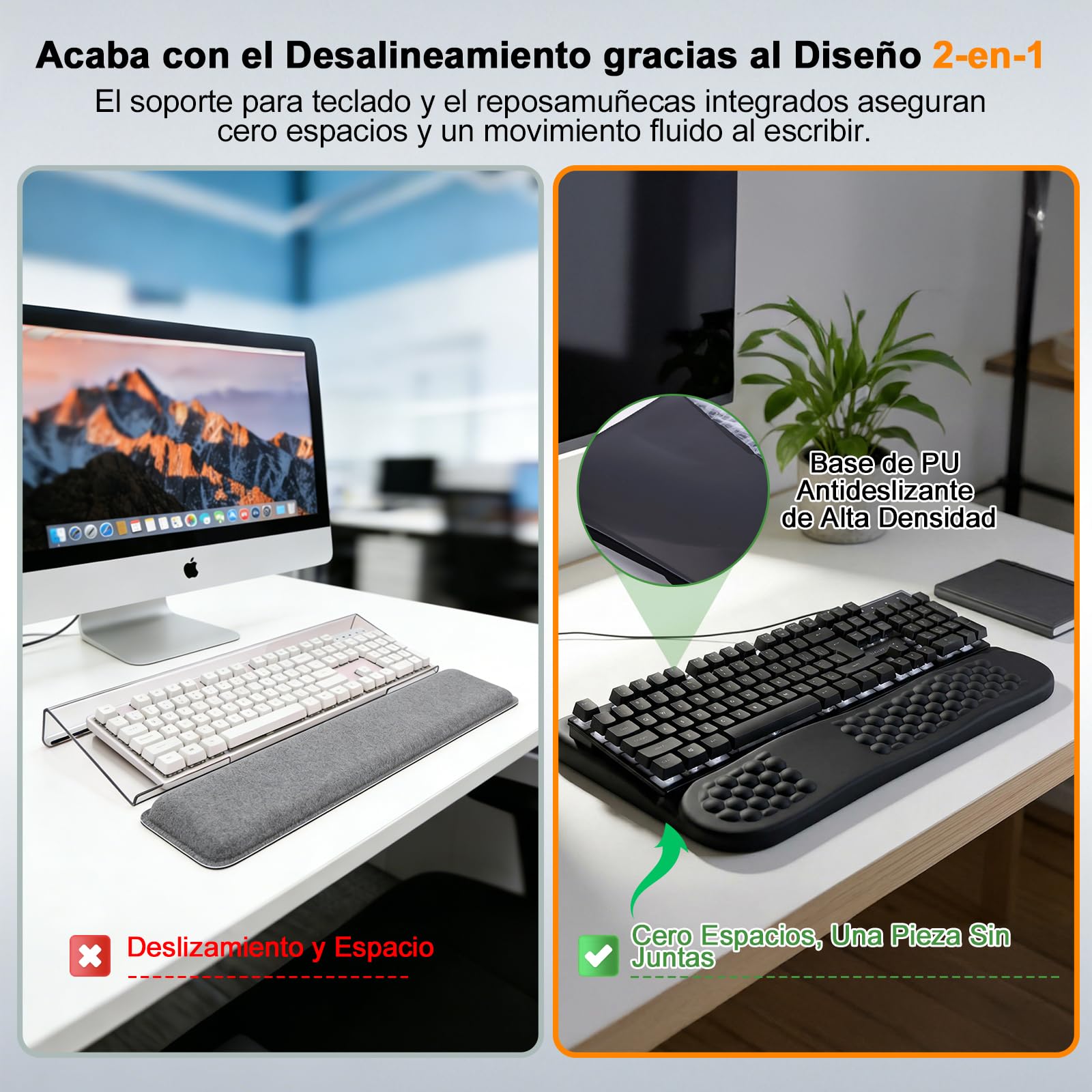 LIMOUS Reposamuñecas Ergonómico para Teclado, Soporte Elevador Ajustable 2 Ángulos con Caja de Almacenamiento, Almohadilla Ola de Espuma Viscoelástica, Base Antideslizante para Oficina y Gaming-Negro