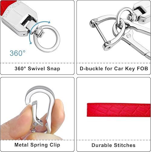 Miniatura 8 de OHKYOOT Llavero de cuero de microfibra para automóvil, cordón para muñeca, llavero universal para llaves de coche para hombres y mujeres