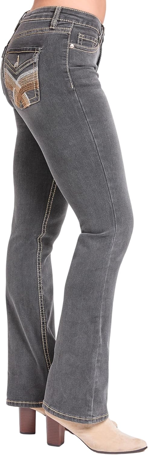 YMI Womens YMI Jeans Women's Mid Rise Heavy Stitch Embroidered Bootcut Jeans - Image 2