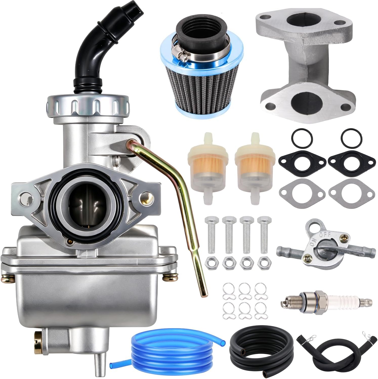 PZ20 Carburetor for Kazuma Baja 50cc 70cc 90cc 110cc 125cc TaoTao 110B NST SunL Chinese Quad 4 Stroke ATV 4 Wheeler Go Kart Dirt Bike Honda CRF50F XL75 CRF80F XR50R with Air Fuel Filter