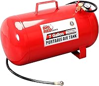 BIG RED T88007 Torin 7 Gallon Portable Horizontal Air Tank, 125 PSI Max, 36" Hose - Red for Tires & Tools