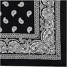 DIKHAWA Unisex Soft Breathable Cotton Paisley Printed Cowboy Bandanas,Headband,Scarf (50CM X 50CM)