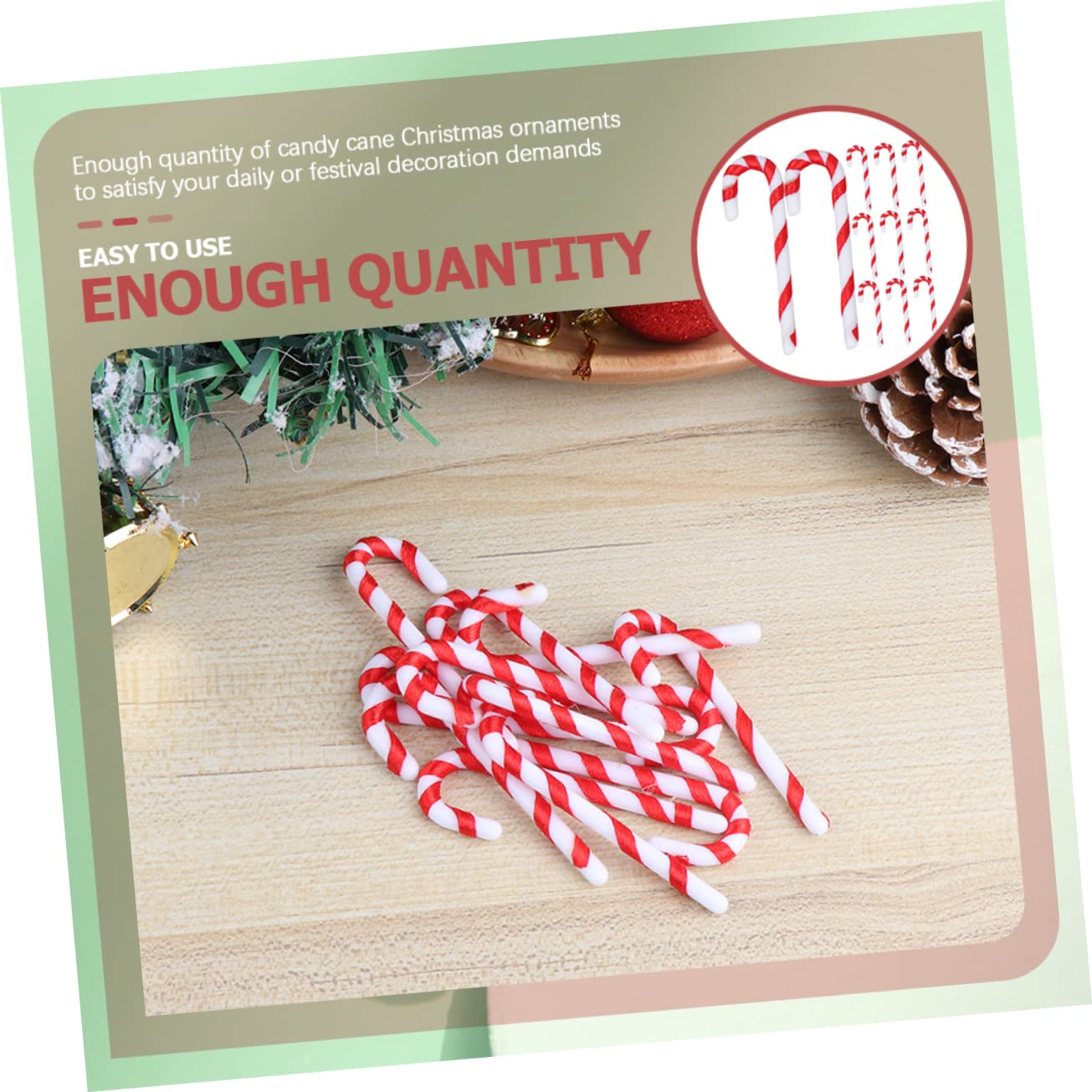5 Sets Weihnachtsschmuck Zuckerstangen-Dekorationen Roter Christbaumschmuck Spazierstock-Stil Festlich 60 Stück * 5