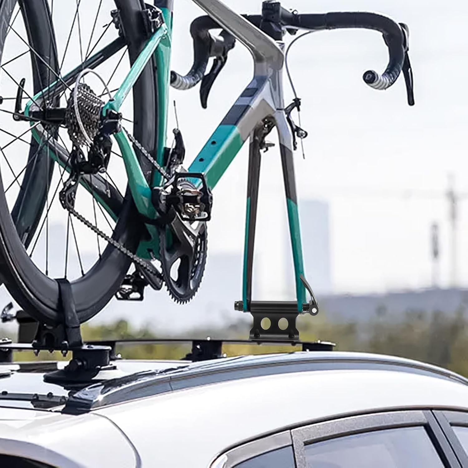 2PCS Bike Rack Carrier Fork Mount Universal Alloy Bike Block Fork Lock Mount Securely Holds All Bicycles & Fits Any Flat Surface for Safe Transportation (Black)