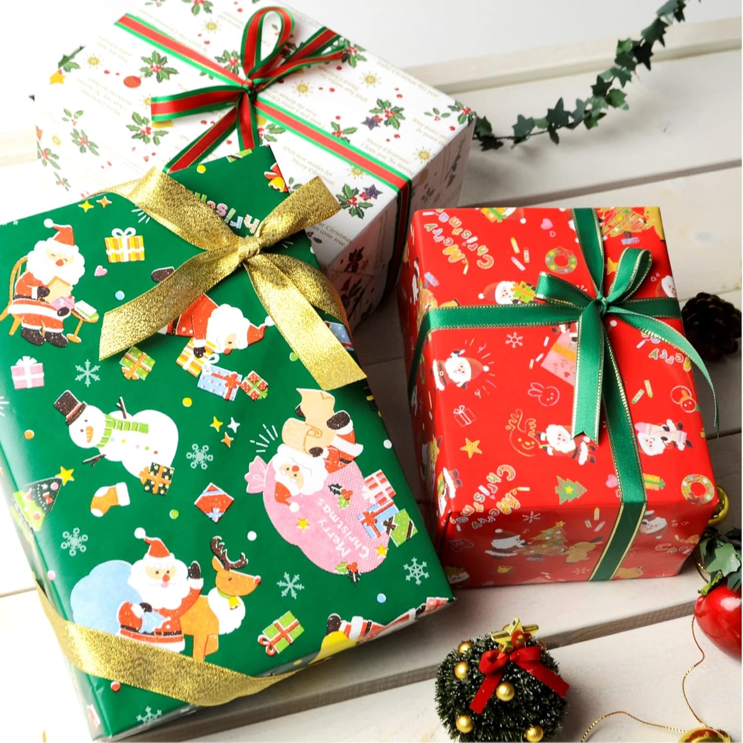 ラッピング用品 タカ印 クリスマス包装紙 ラッピングペーパー ノエルギフト 緑 全判 50枚 【musubism】 49-4073