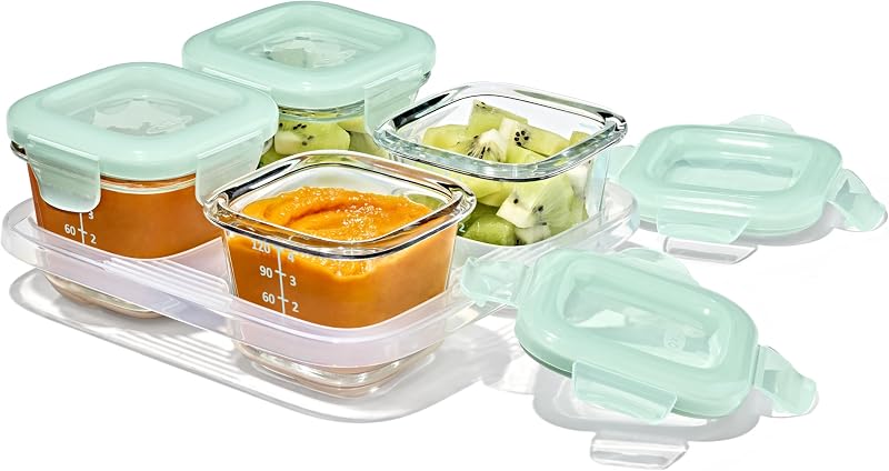 Glass Baby Blocks Food Storage Containers (4 oz) - Opal