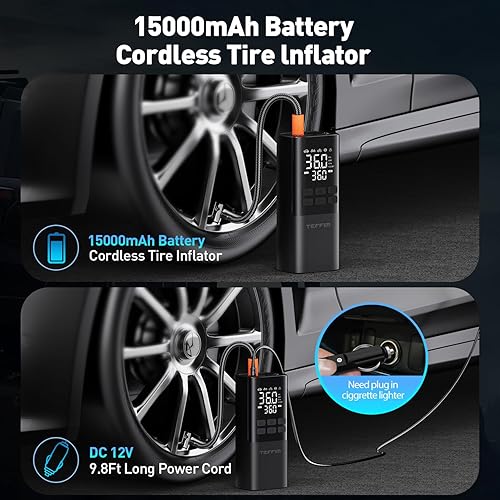 Miniatura 7 de Accesorios de coche - Inflador de neumáticos Compresor de aire portátil - Bomba de aire para neumáticos de automóvil, inflador de neumáticos