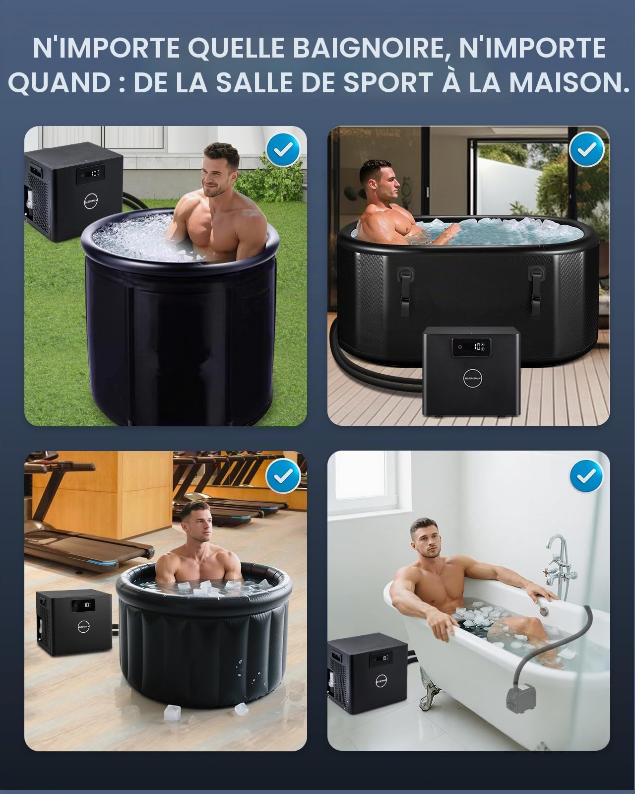 BAOSHISHAN Refroidisseur d'eau pour bain de glace 1/3 HP, plage de réglage de température 0-50 °C, avec filtre et pompe intégrés