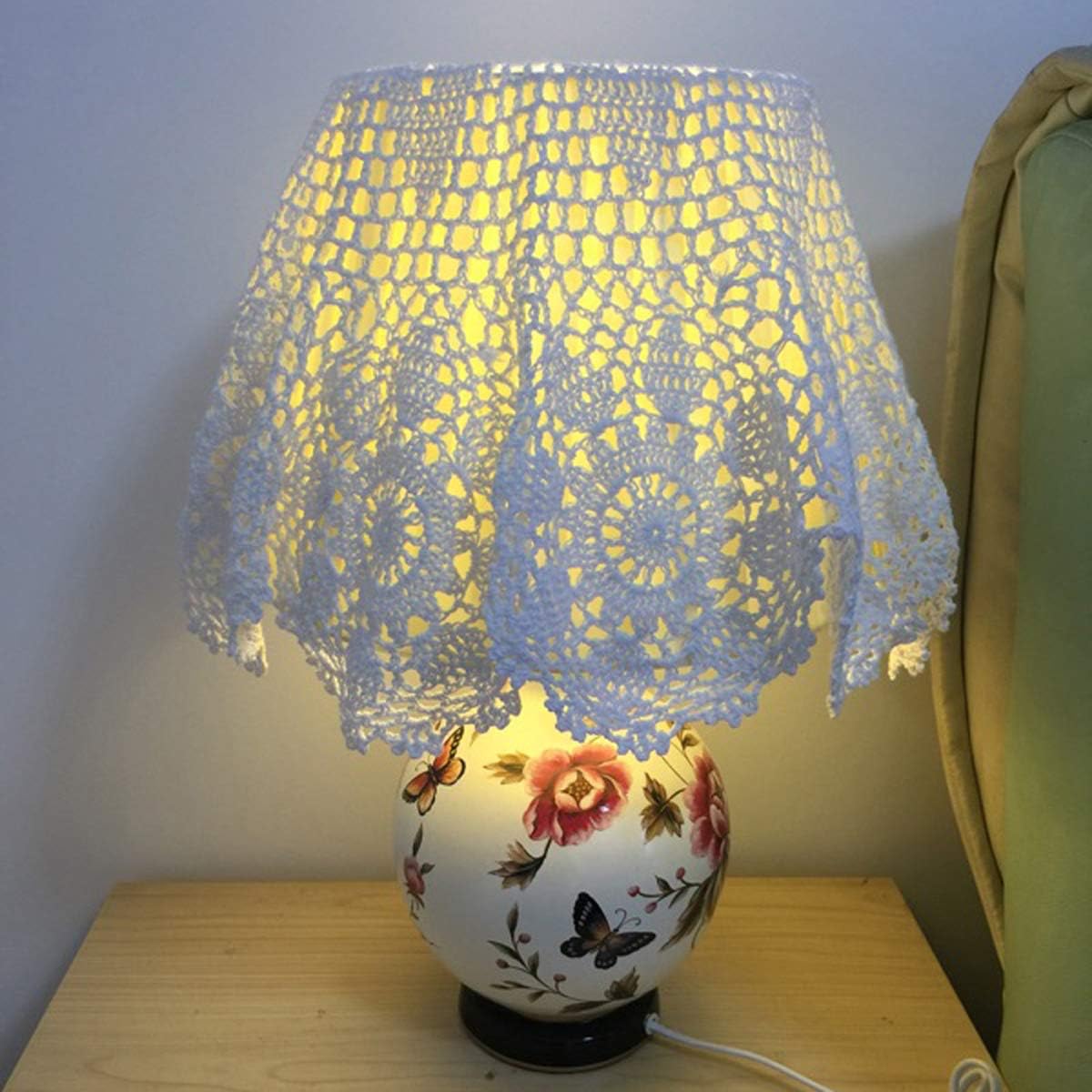 Damanni Beige Cotton Handmade Crochet Lace Tablecloth Doilies,Round,24 Inch