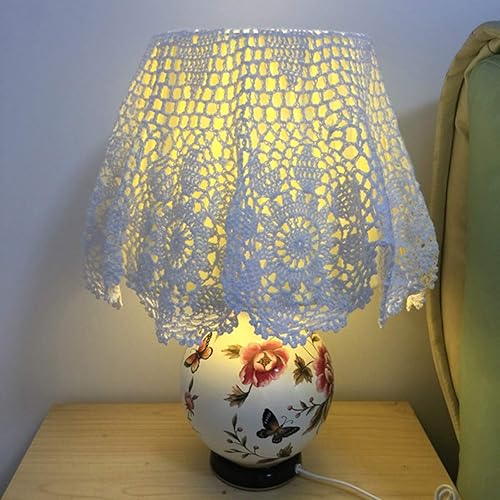 Vista 2 de Damanni Mantel de encaje de ganchillo hecho a mano de algodón blanco, tapetes, redondos, 31 pulgadas