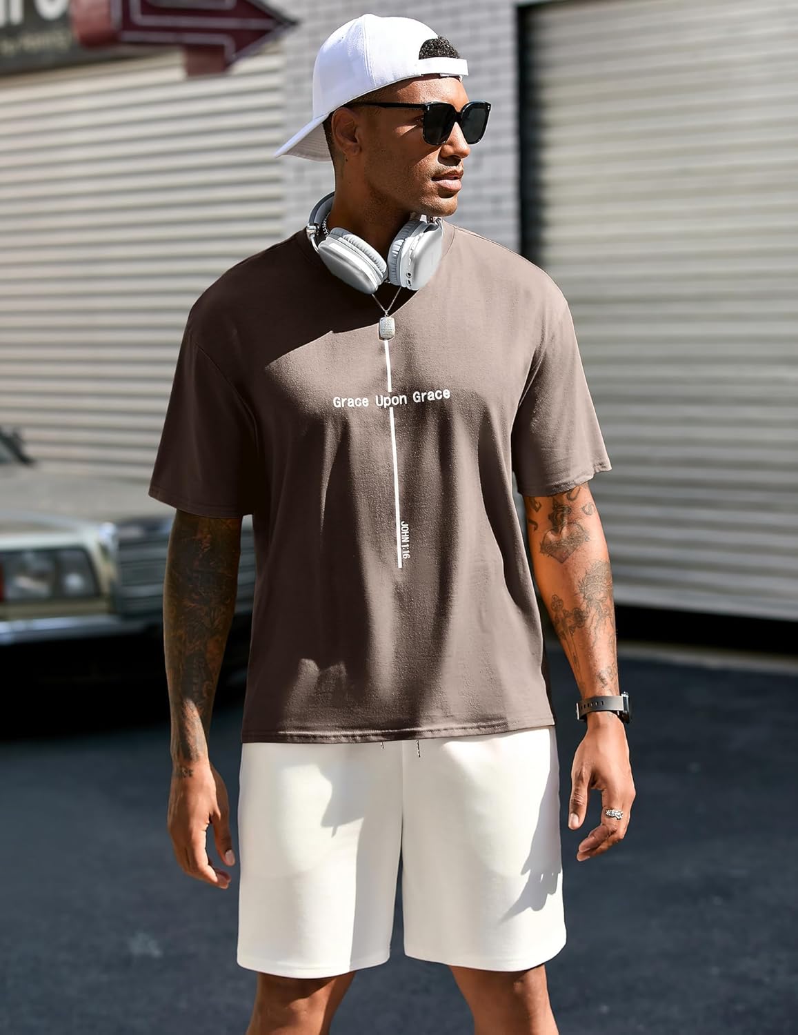 Opomelo Christian Jesus Shirts for Men God Religious Faith T-Shirts Cross Printed Oversized Graphic Tees Tops - Image 2