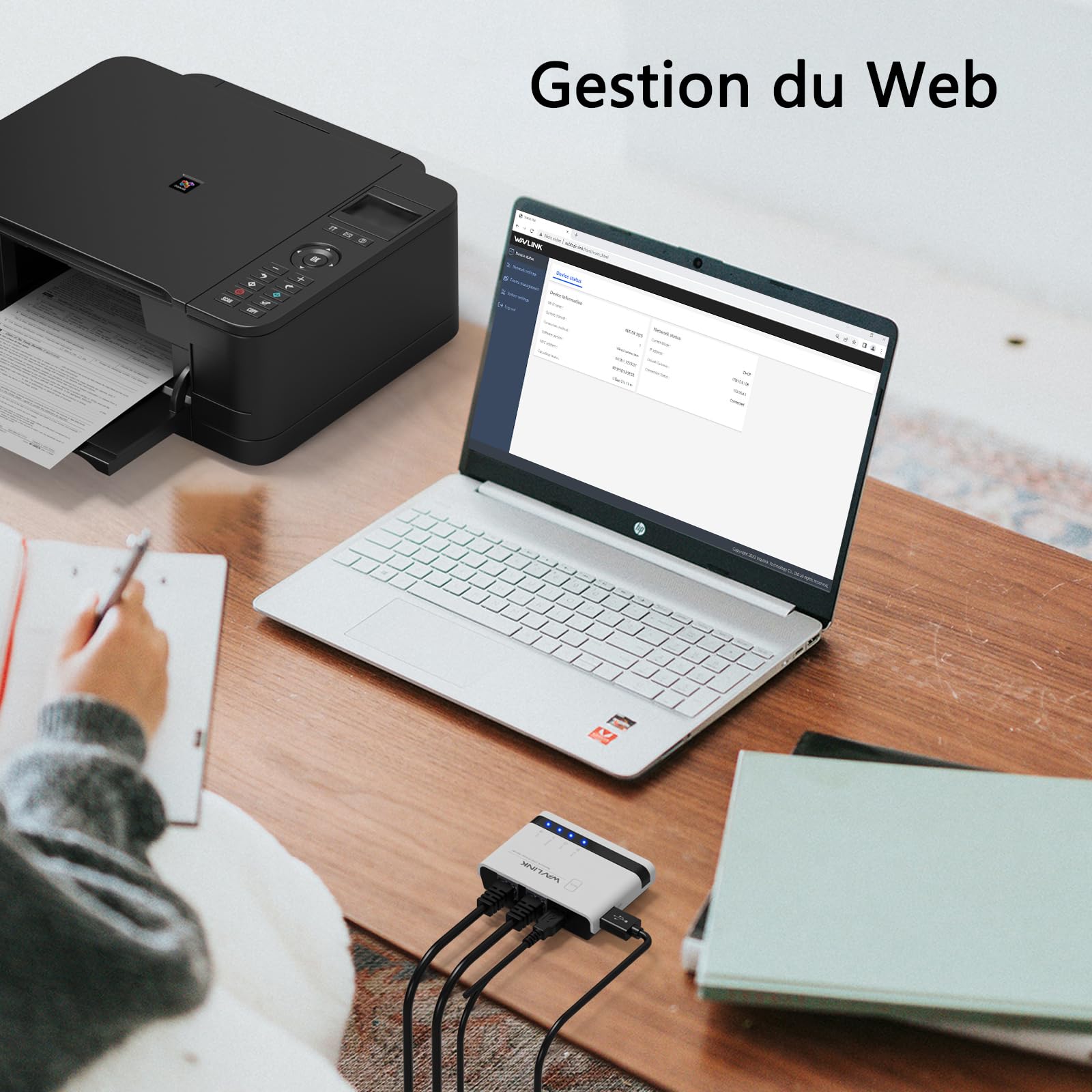 WAVLINK Wireless-Druckserver, WiFi-Druckserver mit LAN/Bridge 10/100 Mbps, USB 2.0, Unterstützung kabelgebundener / kabelgebundener / Standalon-Modus, kompatibel mit Windows/Mac und allen Druckern mit
