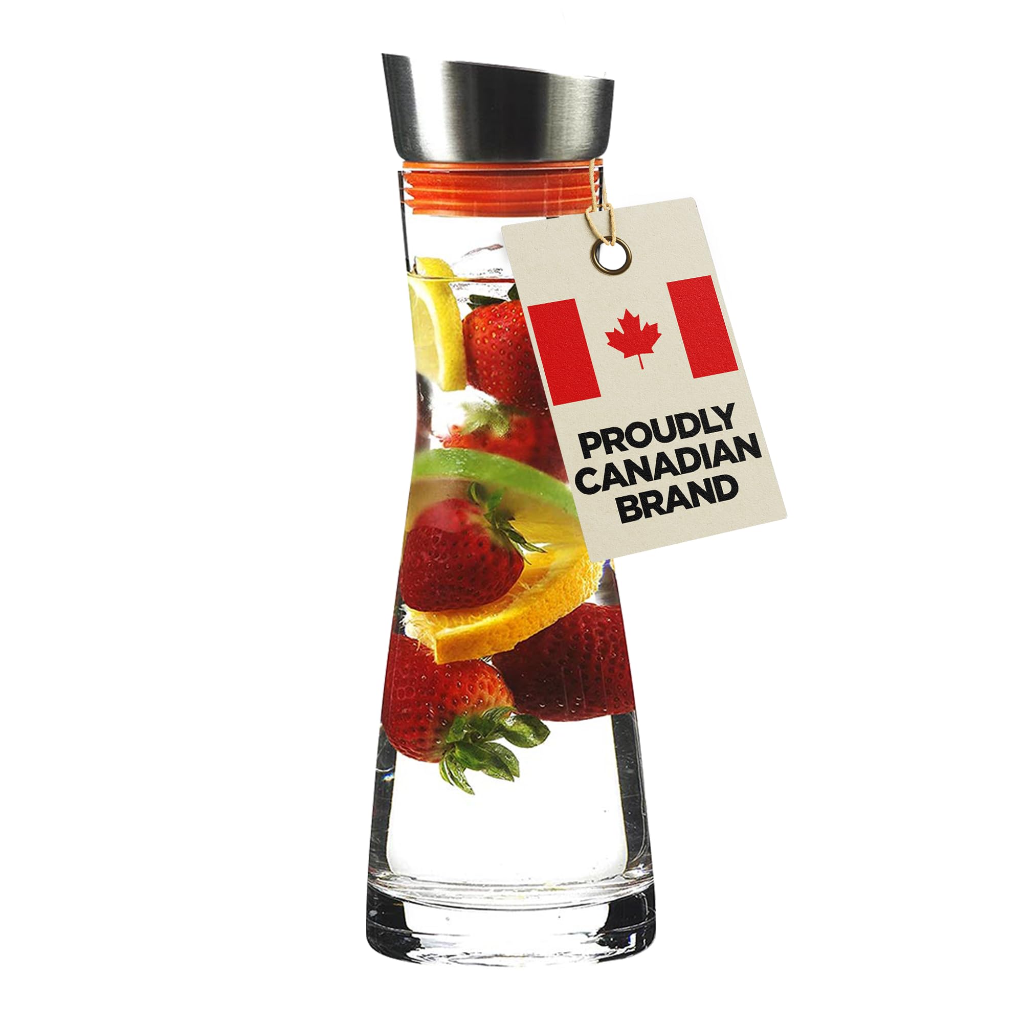 Grosche Rio - Glass Pitcher with Lid - Glass Juice Pitcher - Clear Glass Drink Pitcher - Infused Glass Water Pitcher and Drink Infuser 1000ml, 32 Oz