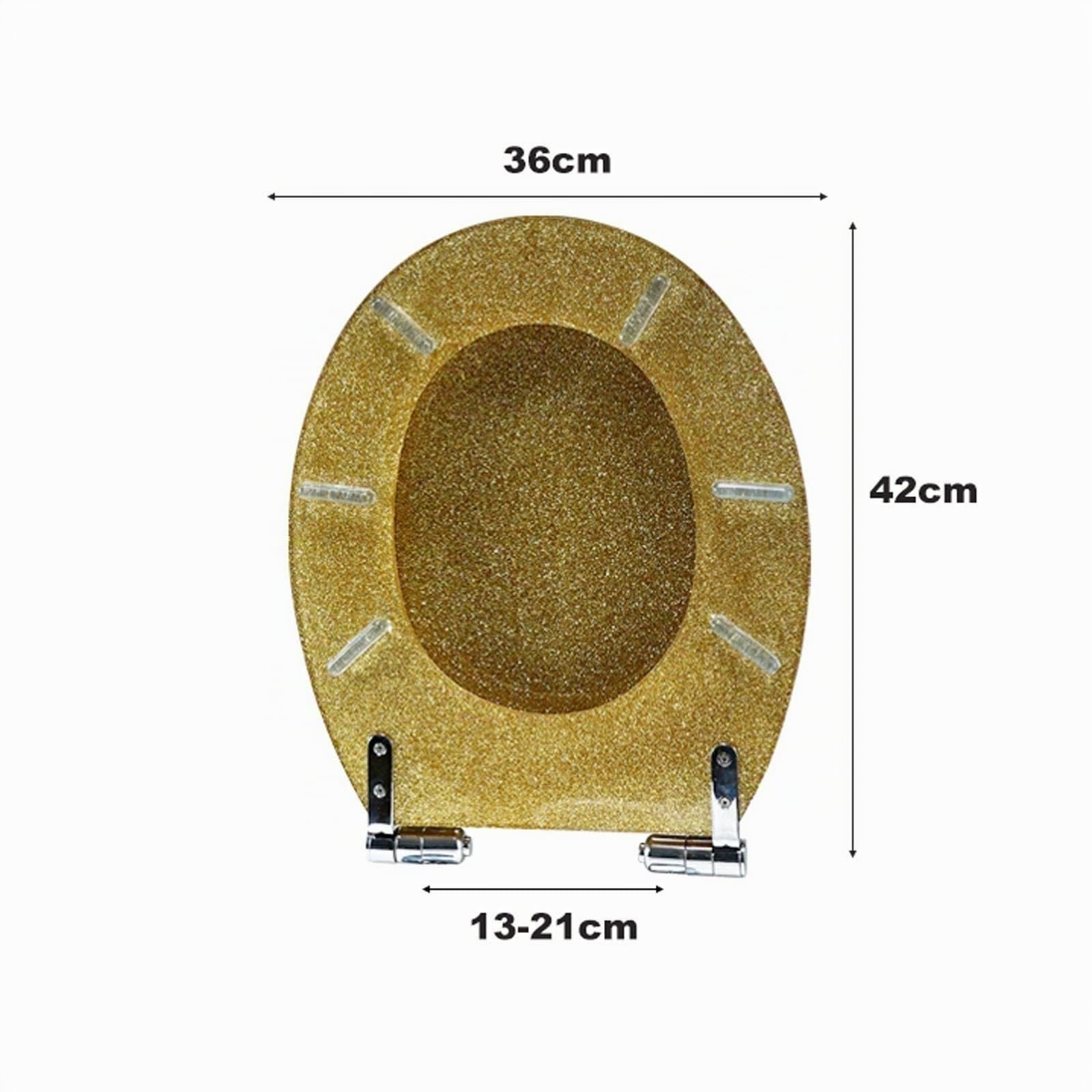 WC-Sitz Heavy Duty Glitzer-Toilettensitz Soft Close mit Schnellverschluss, Einfache Befestigung Oben/unten, Klobrille Harzmaterial(Gold)